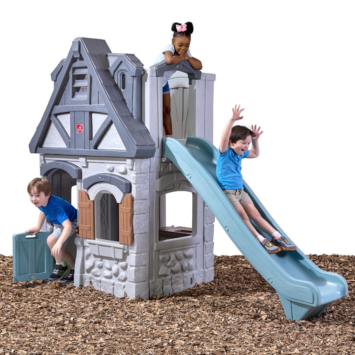 Outdoor Enchanting Adventures 2-Story Playhouse & Slide
