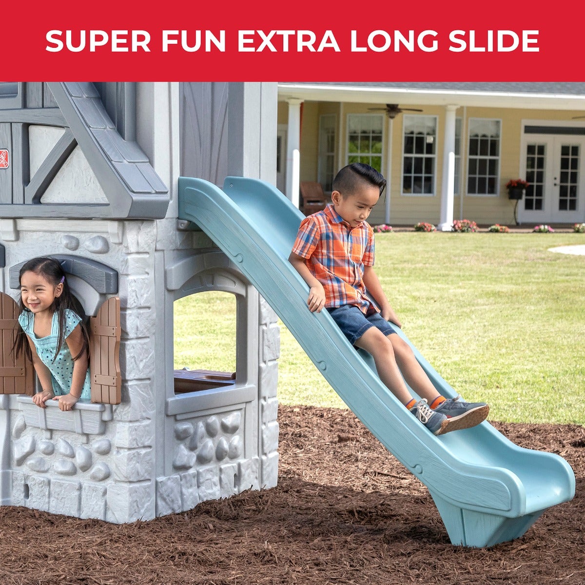Outdoor Enchanting Adventures 2-Story Playhouse & Slide