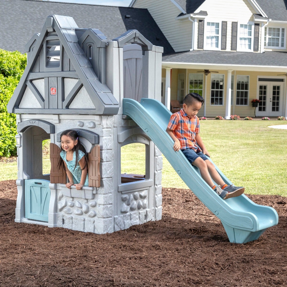 Outdoor Enchanting Adventures 2-Story Playhouse & Slide