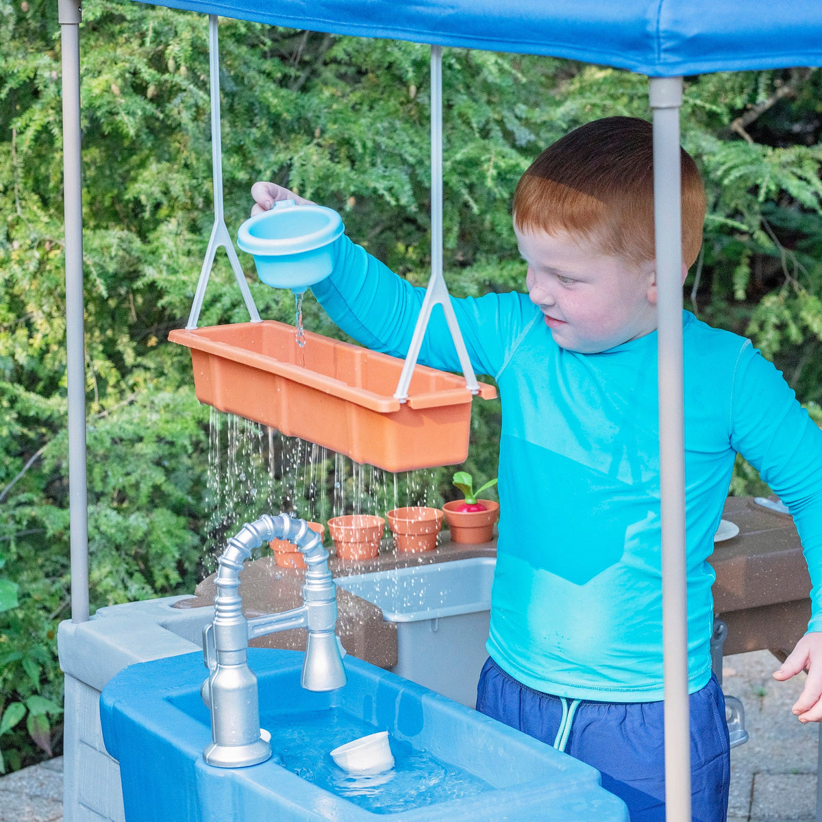 Outdoor Grill & Splash Play Center with Canopy
