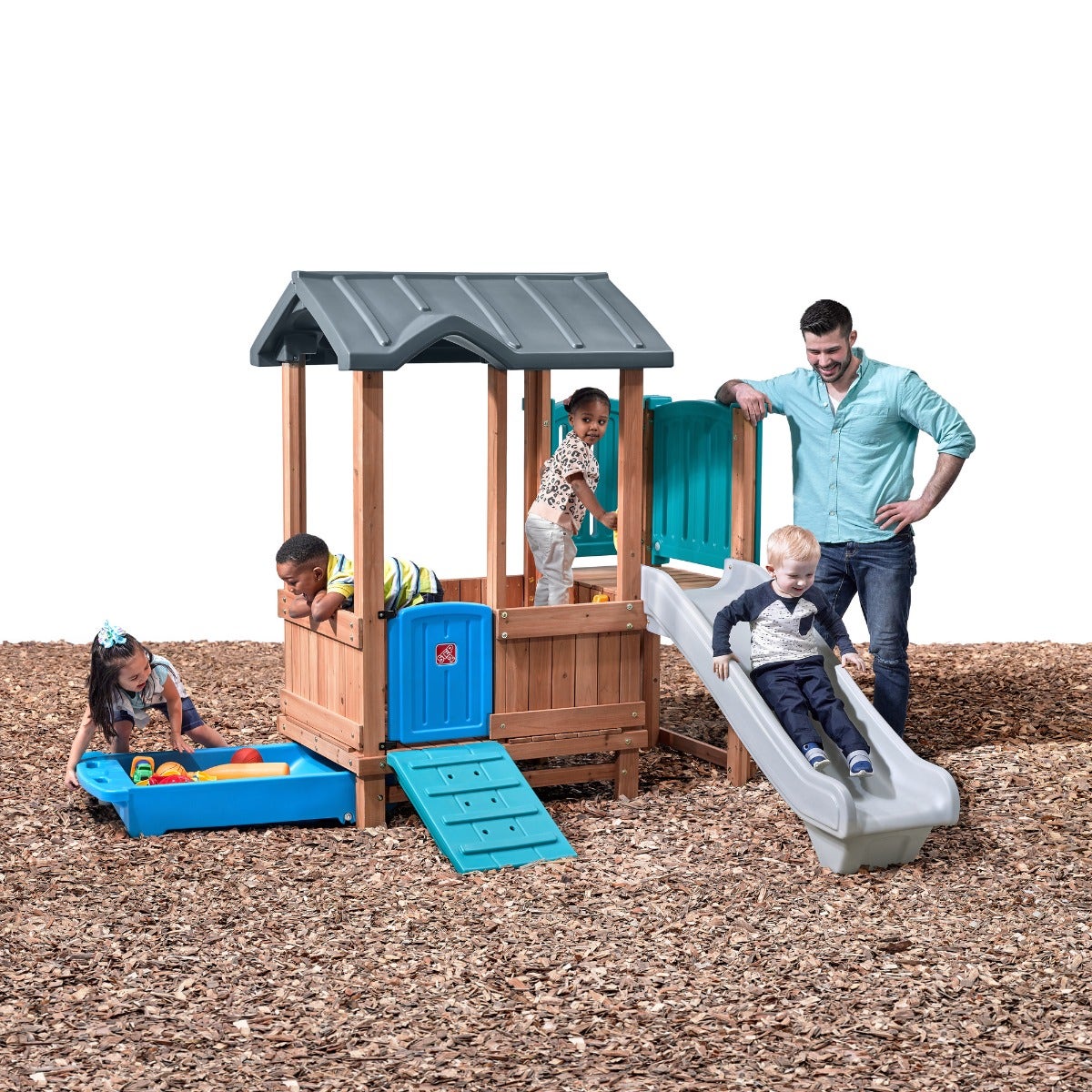 Outdoor Woodland Adventure Playhouse & Slide