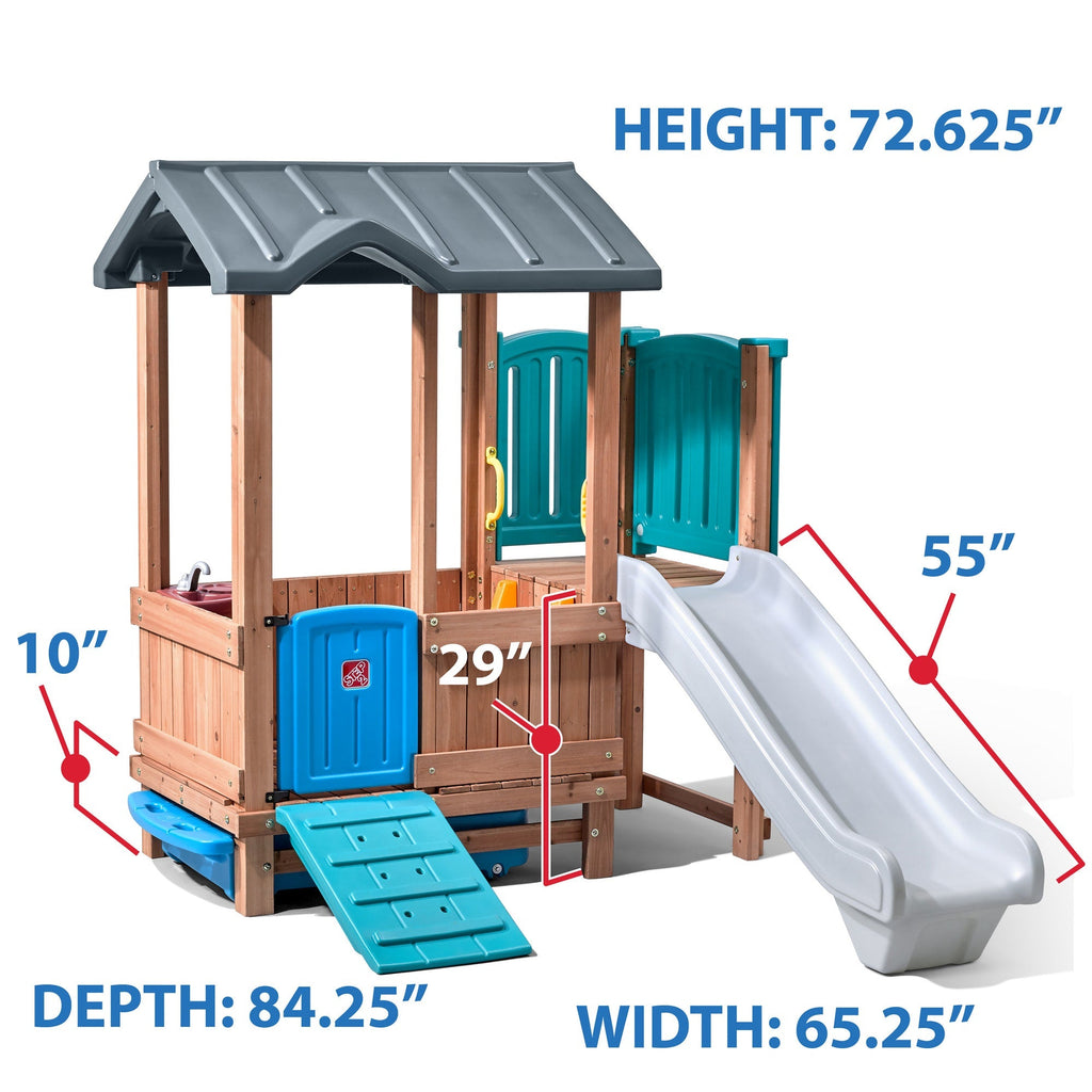 Outdoor Woodland Adventure Playhouse & Slide