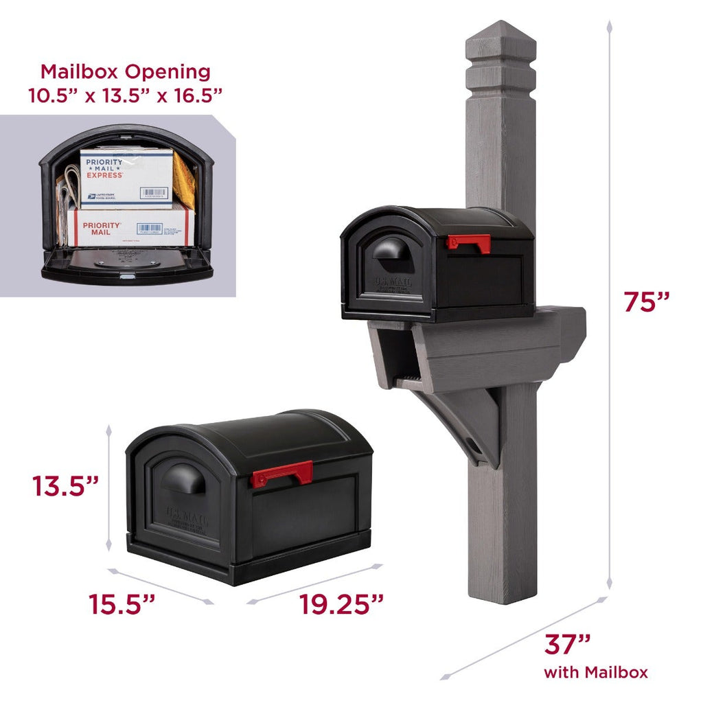 Outdoor Highland Mail Post & XL Black Mailbox