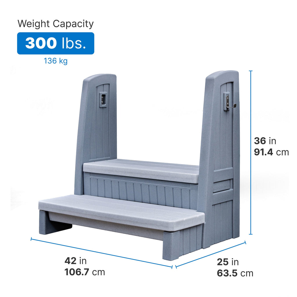 Outdoor Hot Tub Storage Steps With Handrail