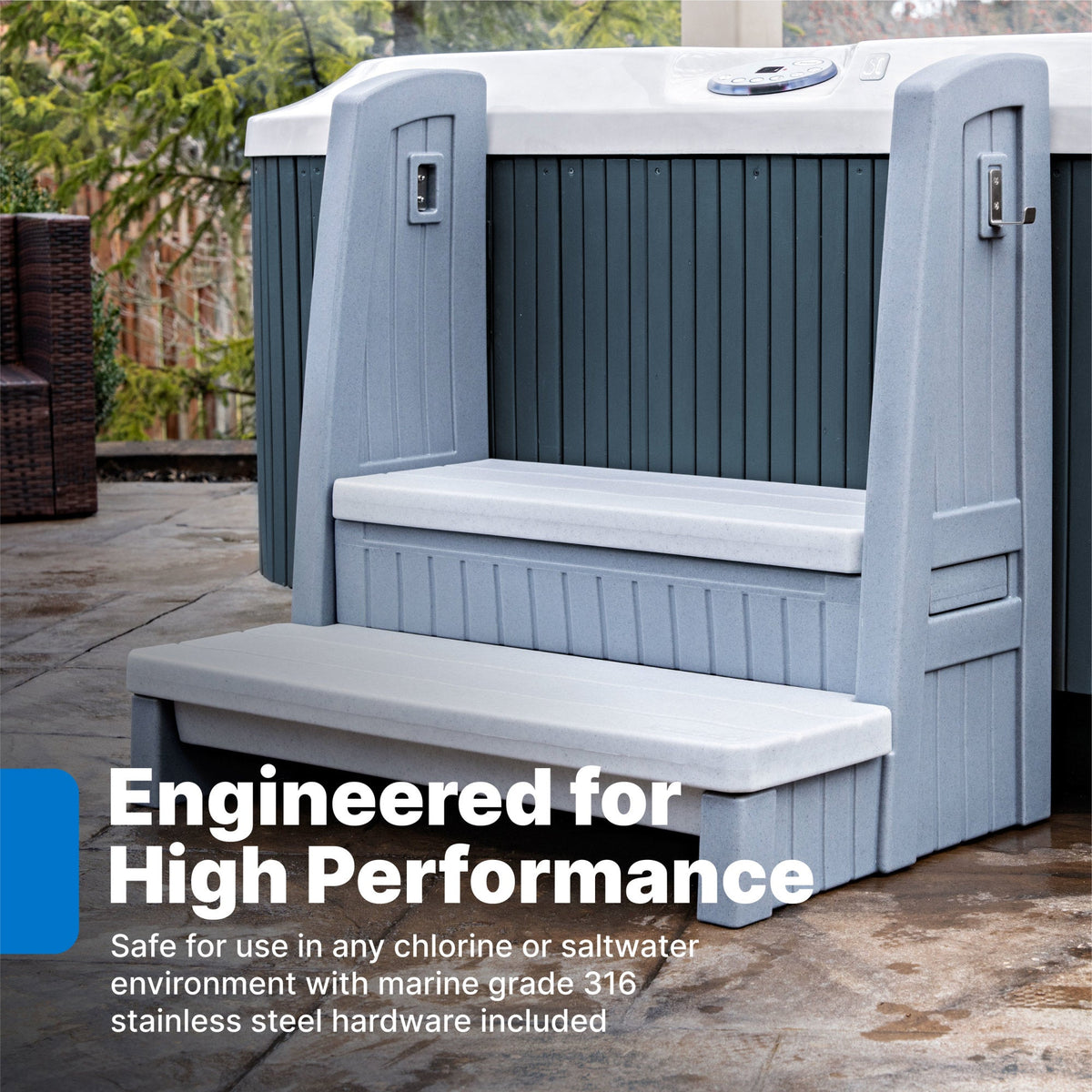Outdoor Hot Tub Storage Steps With Handrail
