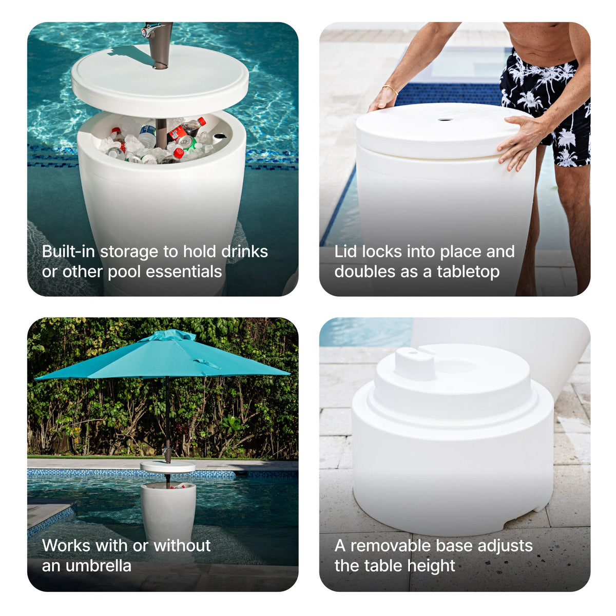 Outdoor Vero In-Pool Shade Table with Storage