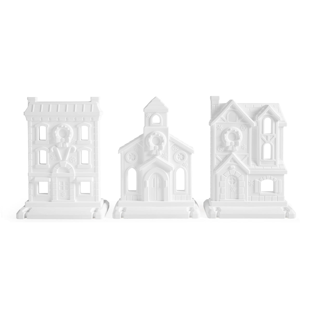 Outdoor Paintable Large 3-Piece Outdoor Christmas Village