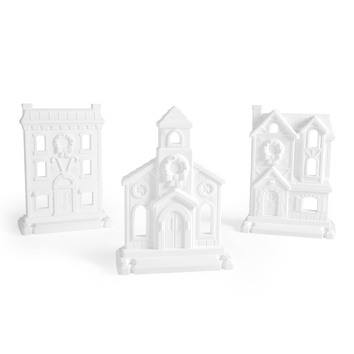 Outdoor Paintable Large 3-Piece Outdoor Christmas Village
