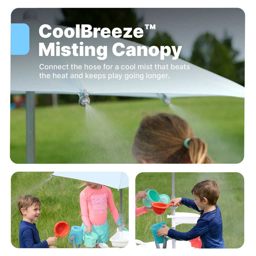 Outdoor Sunshine Springs Splash Table with CoolBreeze Misting Canopy
