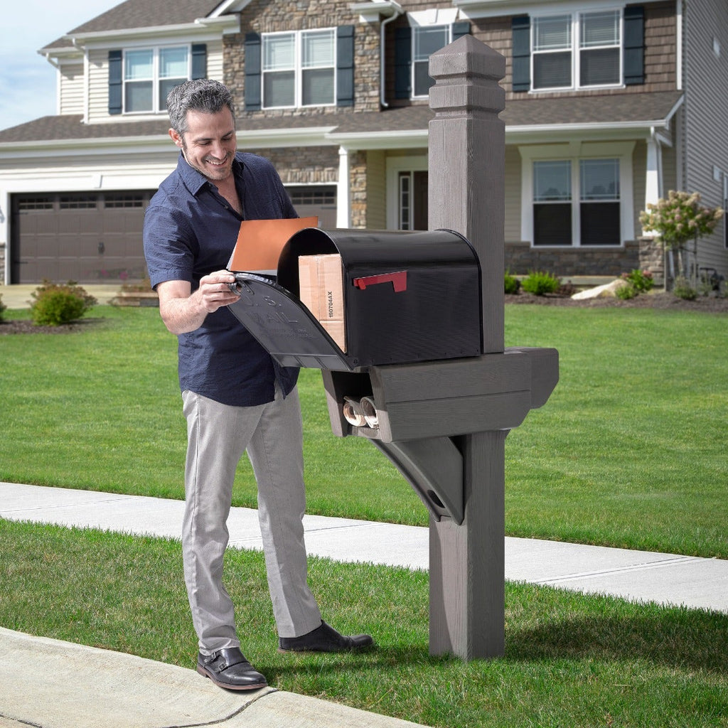 Outdoor Highland Mail Post Dark Cedar
