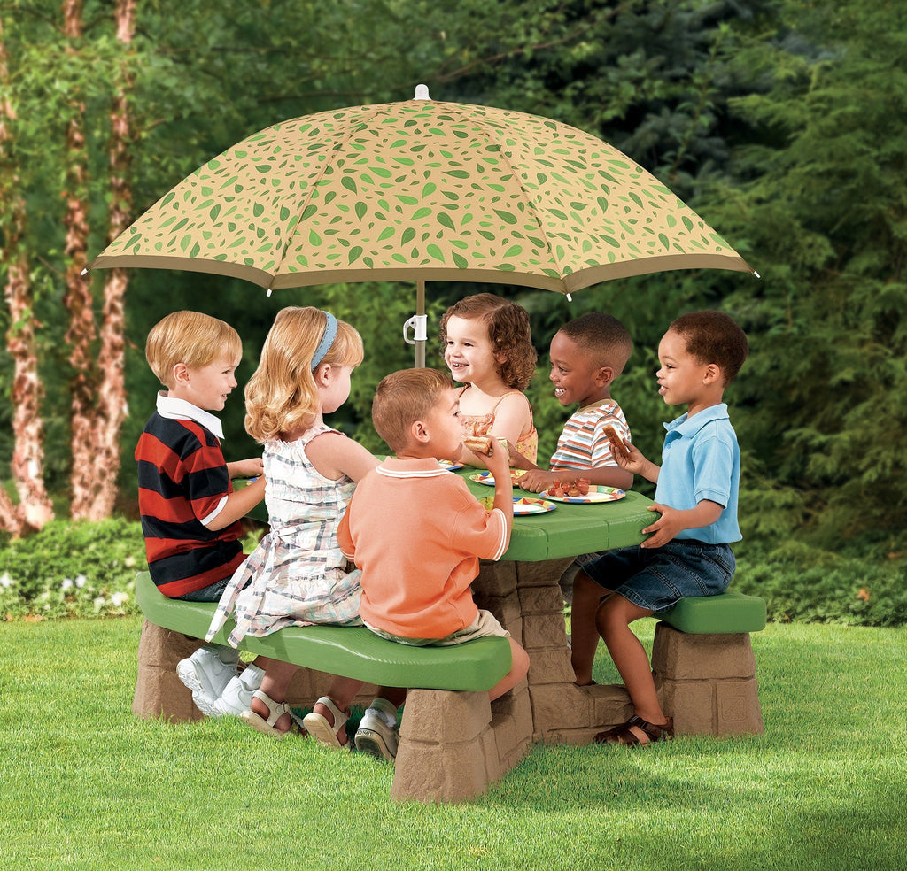 Outdoor Naturally Playful Picnic Table with Umbrella