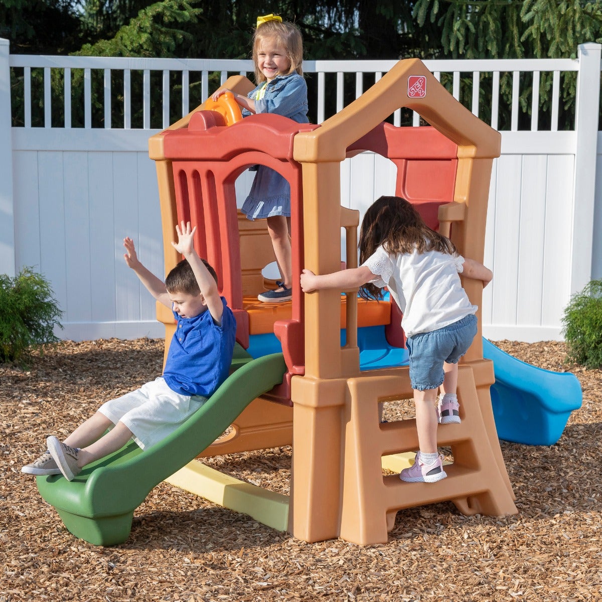 Outdoor Play Up Double Slide Climber
