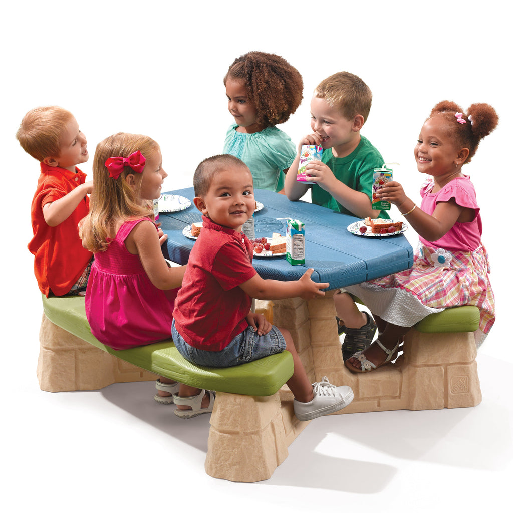 Outdoor Naturally Playful Picnic Table with Umbrella