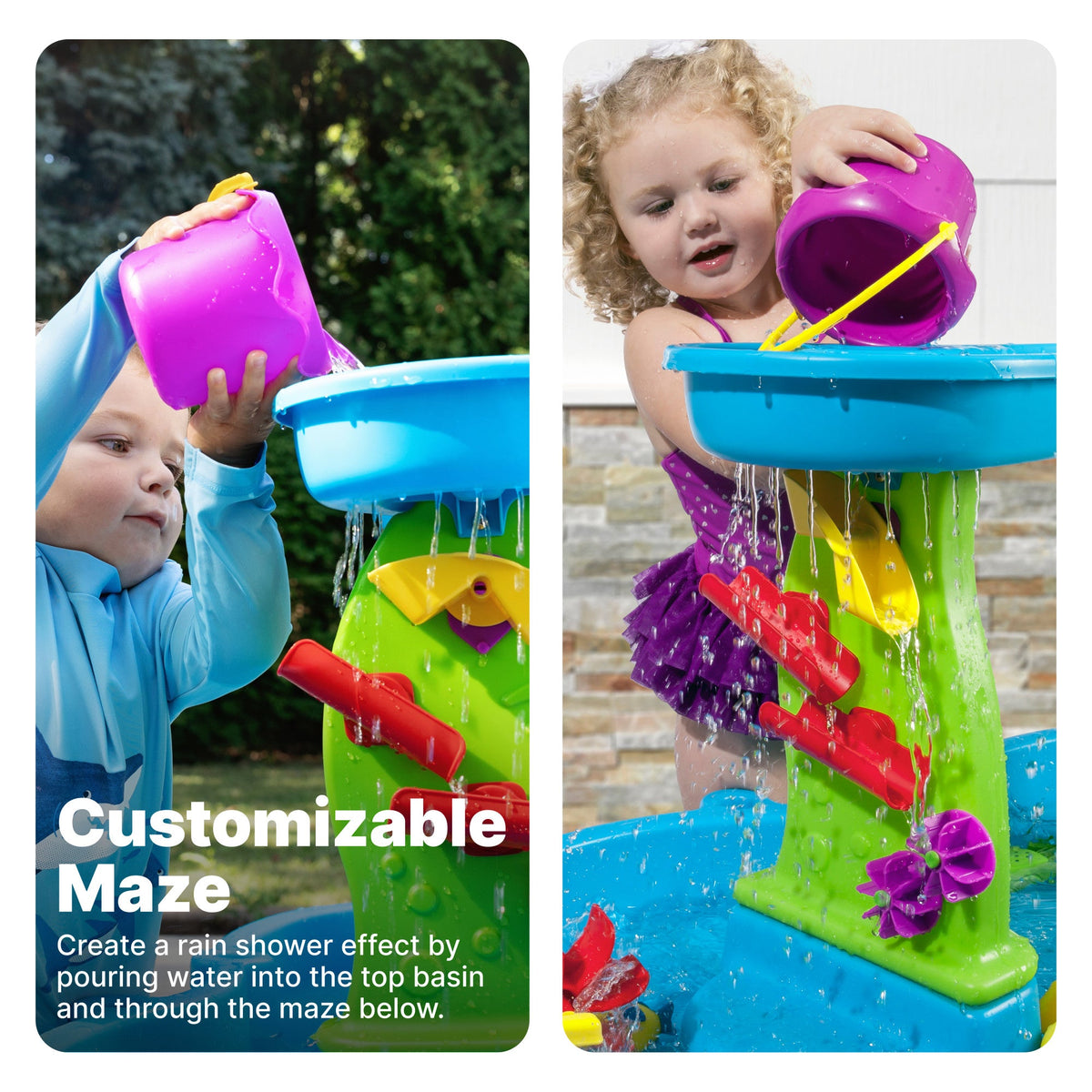 Outdoor Rain Showers Splash Pond Water Table with Cover